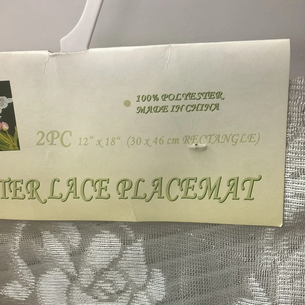 Off White Polyester Lace Placemats set of 2